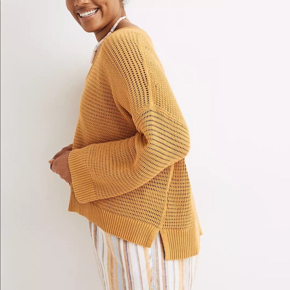 Madewell Boxy Open Stitch Seville Long Sleeve Pullover Sweater Size XS